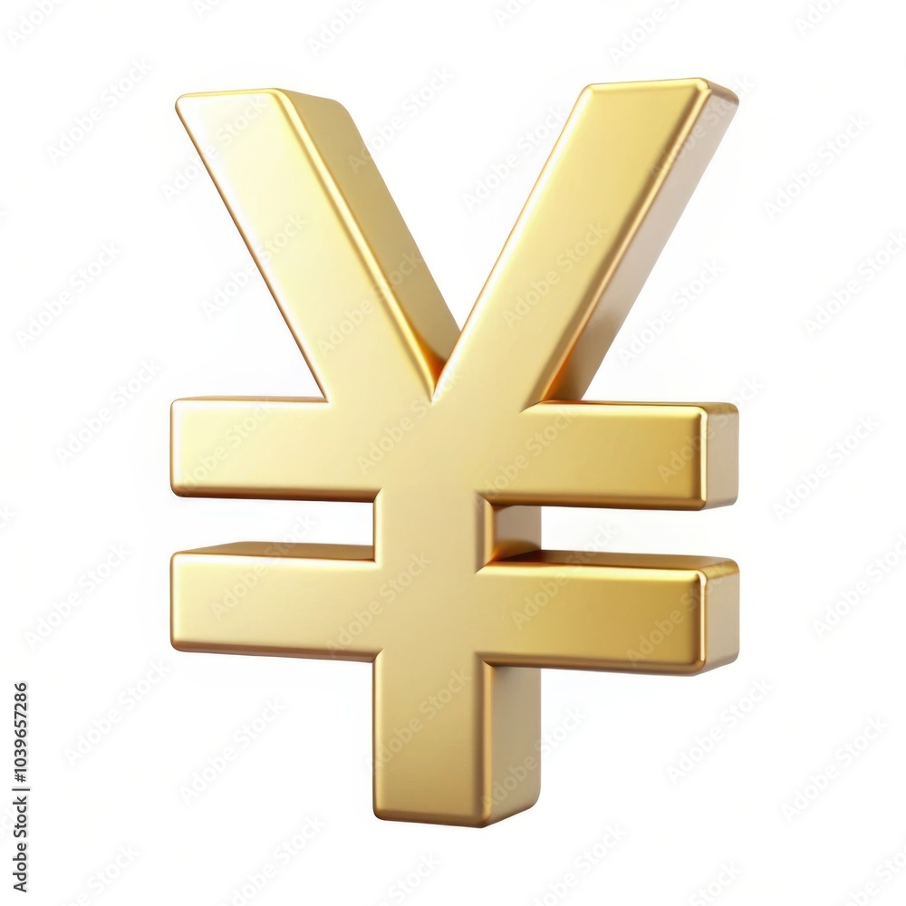 A golden yen symbol isolated on a white background. Perfect for finance, business, and money-related concepts A golden yen symbol isolated on a white background. Perfect for finance, business, and money-related concepts