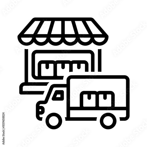 Vector black line icon for Wholesalers