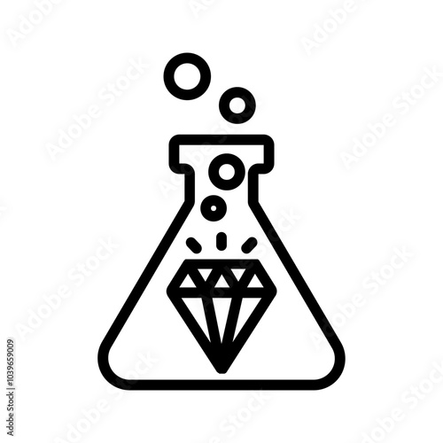 Vector black line icon for Lab grown diamond