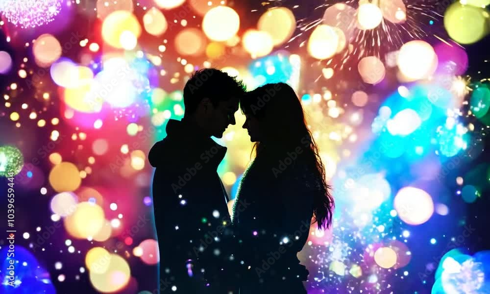 romantic couple enjoys new years firework animation romantic couple enjoys new years firework animation