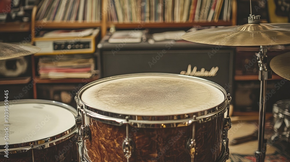 Obraz premium Rustic Drum Set in Vintage Music Environment