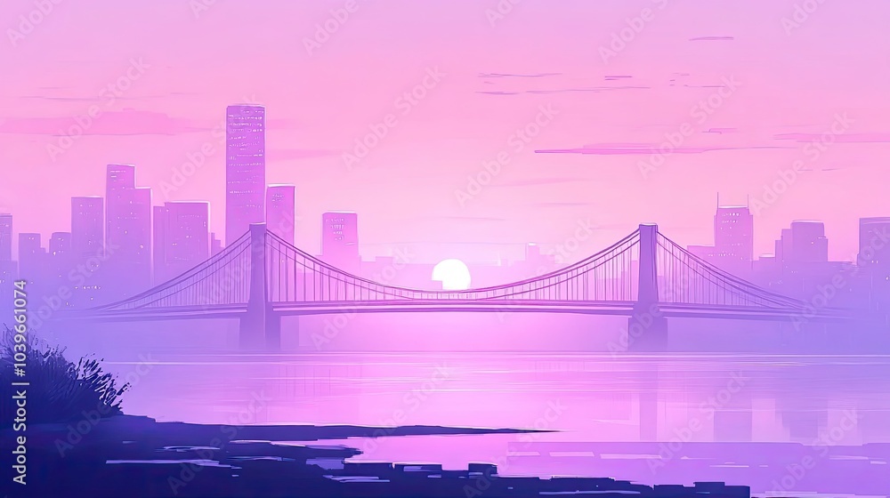 Fototapeta premium Minimalist Cityscape in Watercolor Style