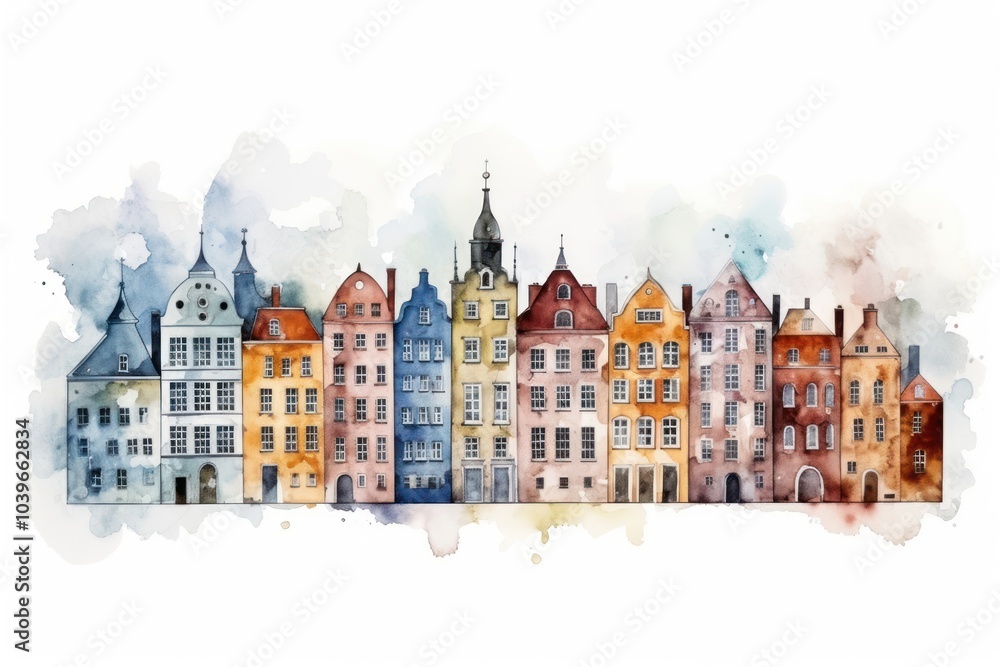 Fototapeta premium Building architecture painting city.