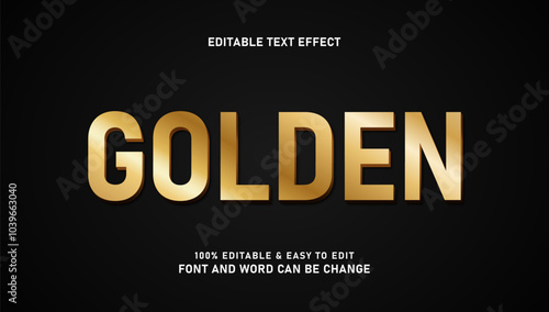 Gold effect text with a modern and elegant 3D style that can be edited