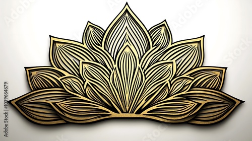 A minimalist golden mandala with intricate, simple patterns, set against a pure white background. The elegant gold lines radiate symmetry and balance, creating a refined and sophisticated look. photo