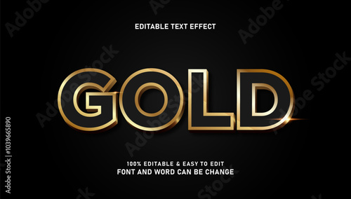 Gold text effect with a modern and elegant 3D style that can be edited