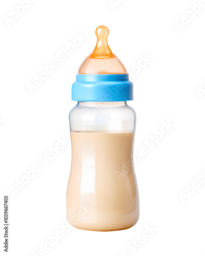 a baby bottle filled isolated on a transparent background