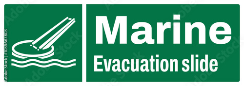 ISO emergency and first aid safety signs text variation_marine evacuation slide_landscape size 1/2 a4,a3,a2,a1