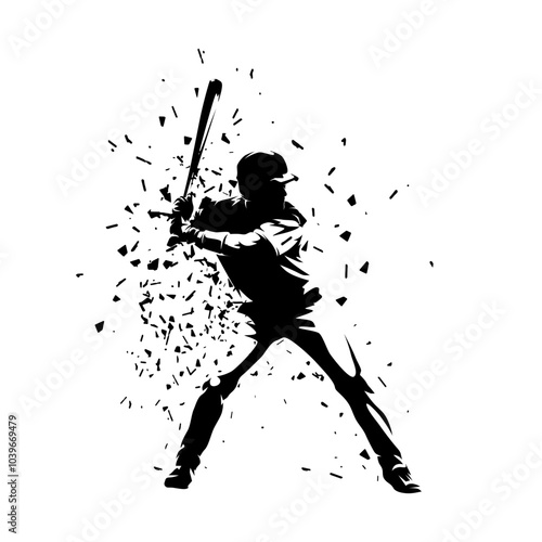 Baseball player, batter, abstract isolated vector silhouette. Team sport athlete