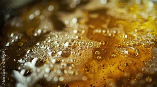 Used Cooking Oil in Frying Pan with bubbles Close up shallow dof
