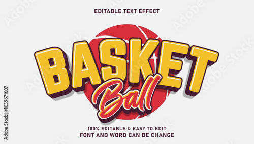 Basketball text effect with 3d vector style that can be edited