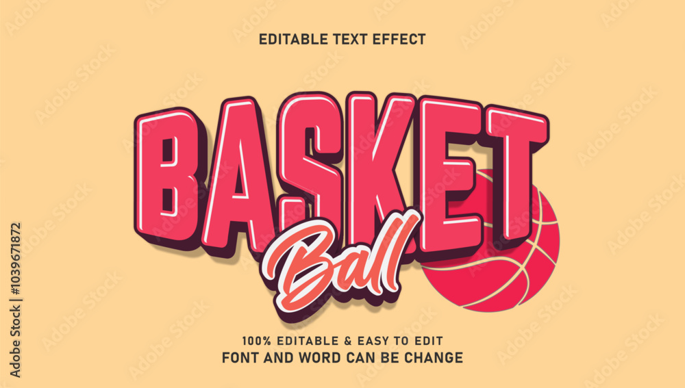 Basketball text effect with modern 3d style that can be edited Basketball text effect with modern 3d style that can be edited