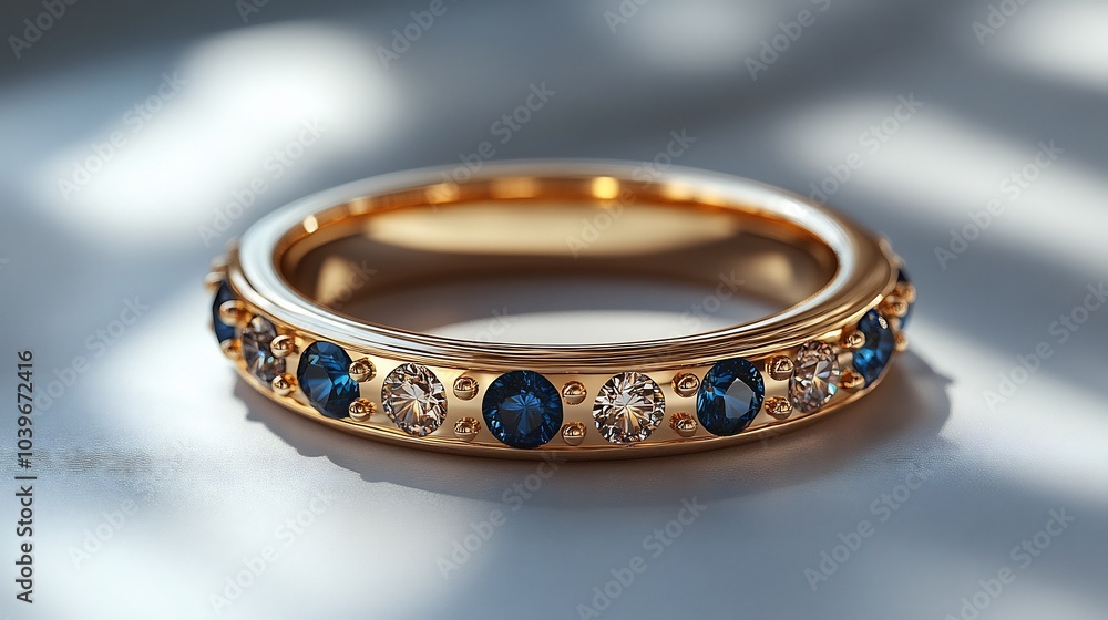 Sleek 3D gold ring radiant stones displayed on a smooth minimalistic background with subtle lighting emphasizing the clean lines of the design and the brilliance of the gems Sleek 3D gold ring radiant stones displayed on a smooth minimalistic background with subtle lighting emphasizing the clean lines of the design and the brilliance of the gems