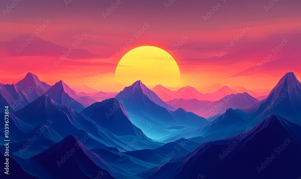 sunset over a mountain,generation AI sunset over a mountain,generation AI