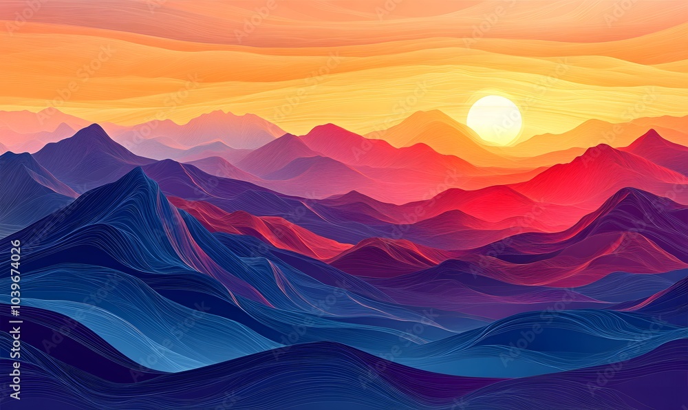 sunset over a mountain,generation AI sunset over a mountain,generation AI