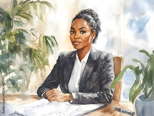 Professional Elegant Black Woman Businesswoman Portrait 