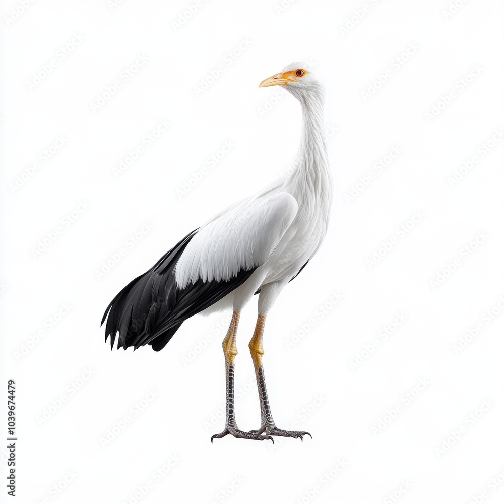 Elegant Secretarybird on White Background Elegant Secretarybird on White Background