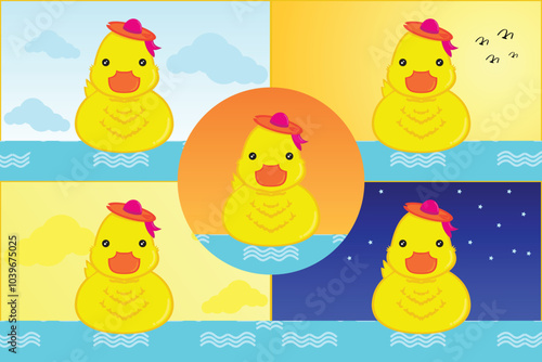 Cute duck in flat design style