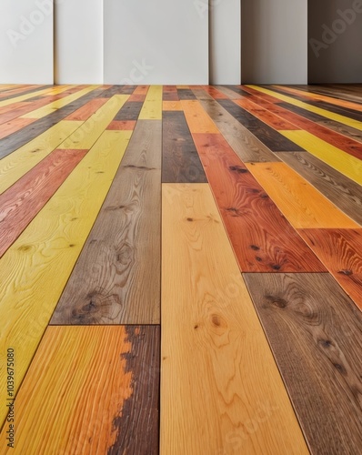 Vibrant Colorful Wooden Floor for Creative Spaces.