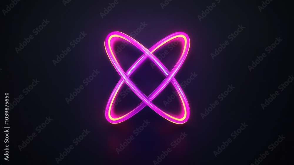 Futuristic abstract oxygen atoms illuminated by neon light, featuring space for your custom text at the top. Futuristic abstract oxygen atoms illuminated by neon light, featuring space for your custom text at the top.