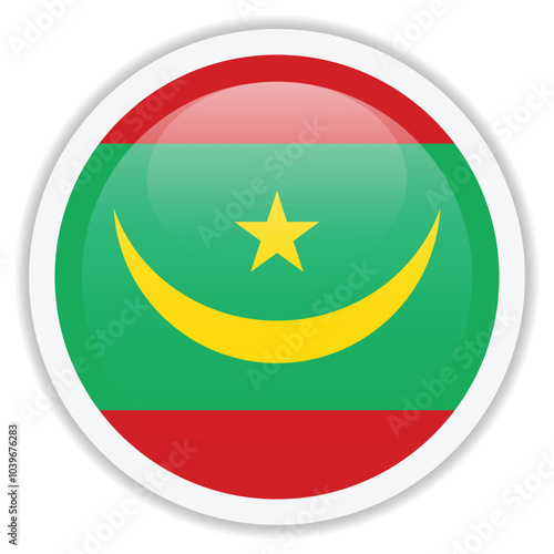 Free Download Flag of Mauritania. Glossy round icon isolated on white background - GFXLoad
