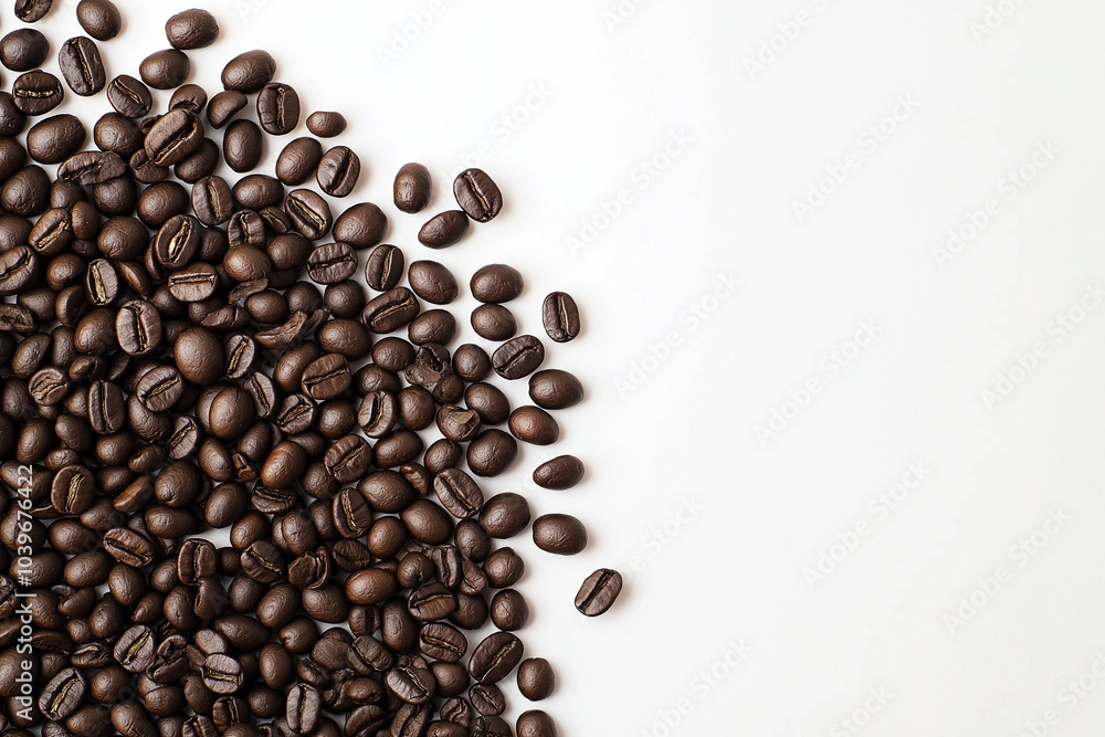 Coffee Beans Scattered on White Background Coffee Beans Scattered on White Background