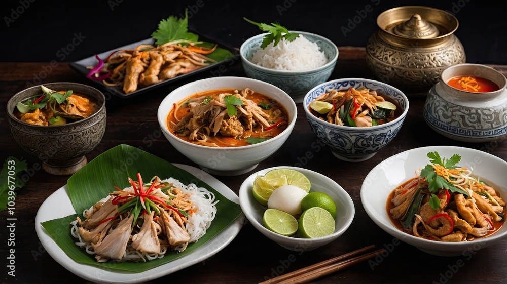 thai food mixed range of dishes