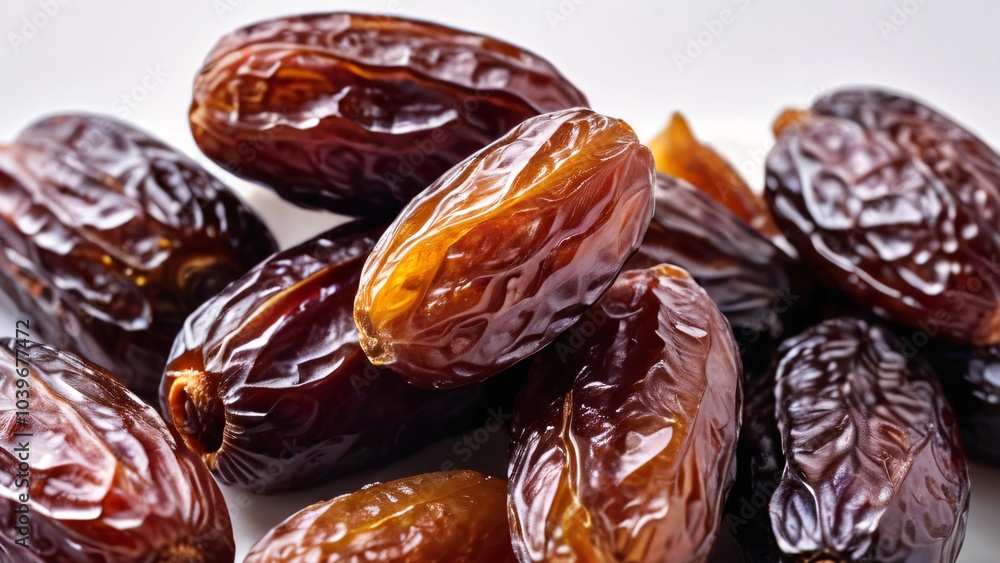 Close-Up Photography of Fresh Dates on White Background, Fresh dates displayed on a clean, minimalist white background, highlighting texture Close-Up Photography of Fresh Dates on White Background, Fresh dates displayed on a clean, minimalist white background, highlighting texture