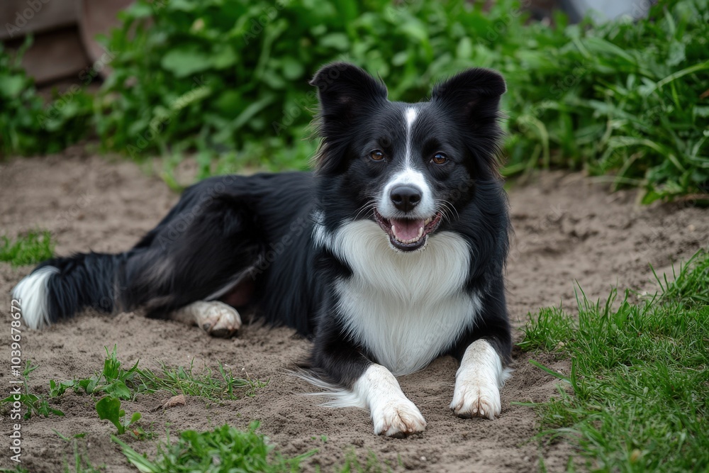 Herding Dog: Border Collie Breed with Cute and Happy Expression Herding Dog: Border Collie Breed with Cute and Happy Expression