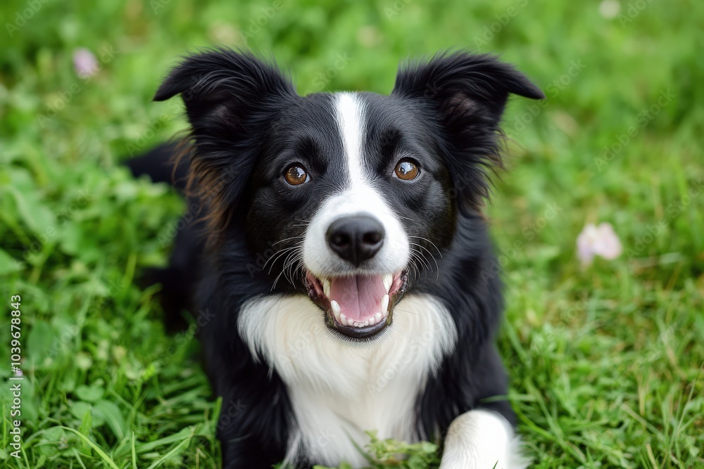 Herding Dog. Border Collie Breed with Happy Expression in Black Fur Herding Dog. Border Collie Breed with Happy Expression in Black Fur