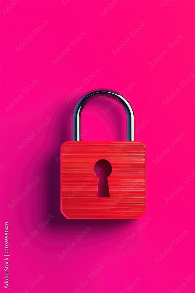 A vibrant red padlock against a bright pink background, symbolizing security and protection in a bold, modern aesthetic. A vibrant red padlock against a bright pink background, symbolizing security and protection in a bold, modern aesthetic.