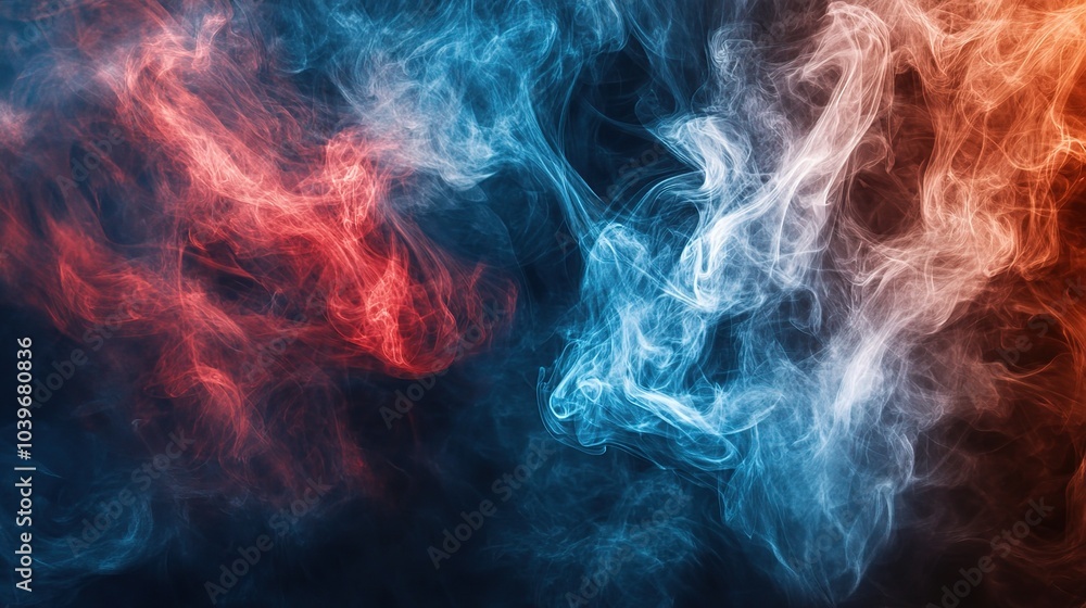 Colorful Swirls of Smoke in Blue and Red Tones Colorful Swirls of Smoke in Blue and Red Tones
