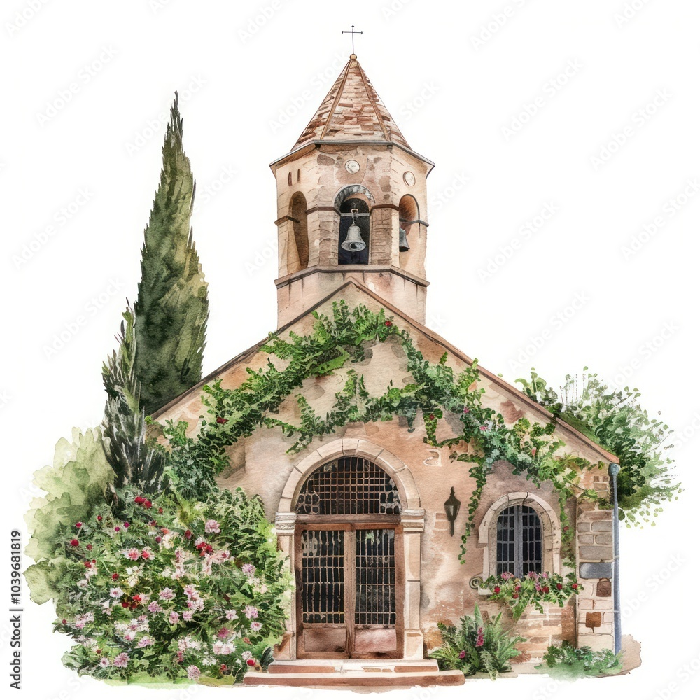 Charming rustic church illustration Charming rustic church illustration