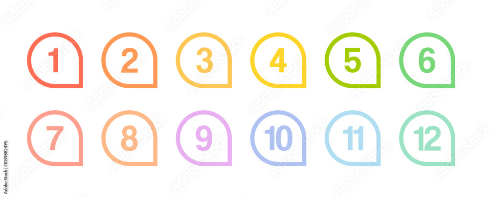 Number bullet point design element set. List numbers for infographics - simple colorful modern graphic design. Number bullet point design element set. List numbers for infographics - simple colorful modern graphic design.