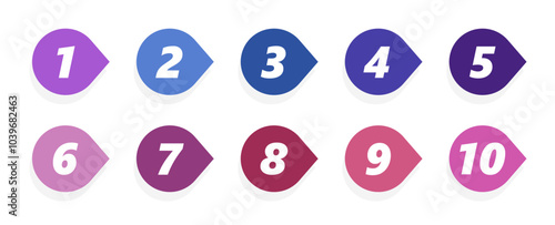 Number bullet point design element set. List numbers for infographics - simple colorful modern graphic design.