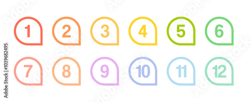 Number bullet point design element set. List numbers for infographics - simple colorful modern graphic design.