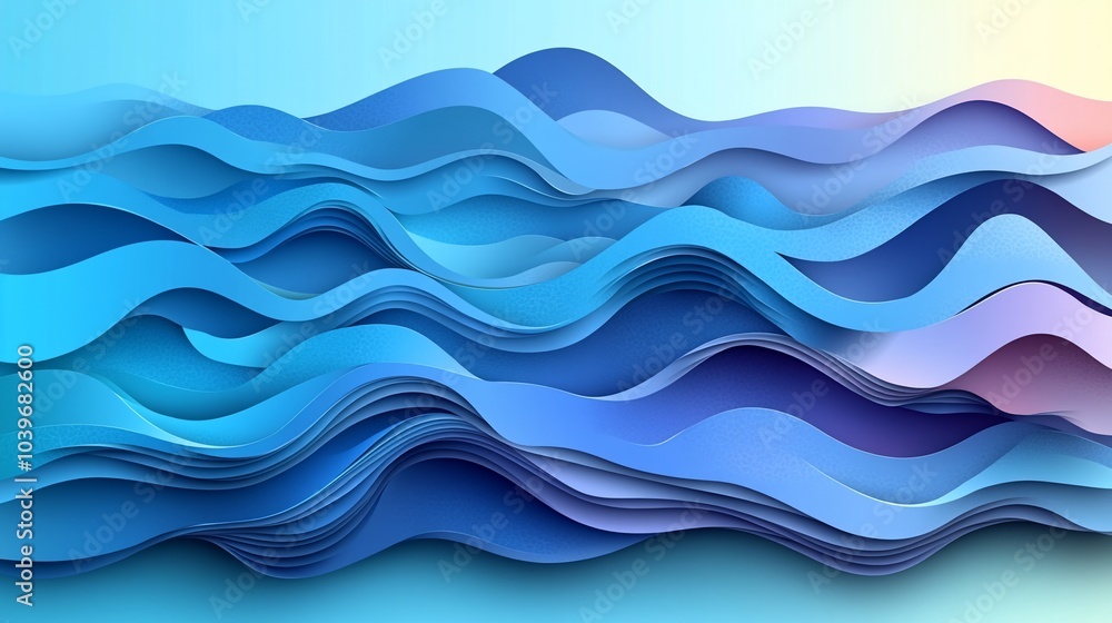 Abstract representation of waves in varying shades of blue, creating a calming visual effect. Abstract representation of waves in varying shades of blue, creating a calming visual effect.