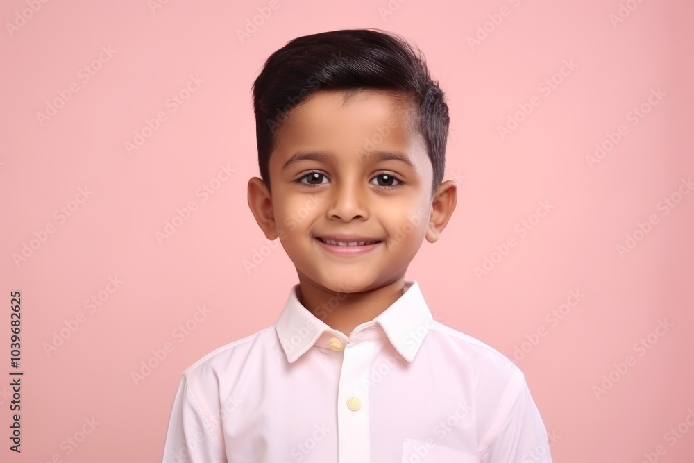 Portrait of a cute little boy smiling at camera over pink background Portrait of a cute little boy smiling at camera over pink background