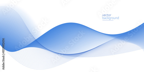 Flowing blue curve shape with soft gradient vector abstract background, relaxing and tranquil art, can illustrate health medical or sound of music.