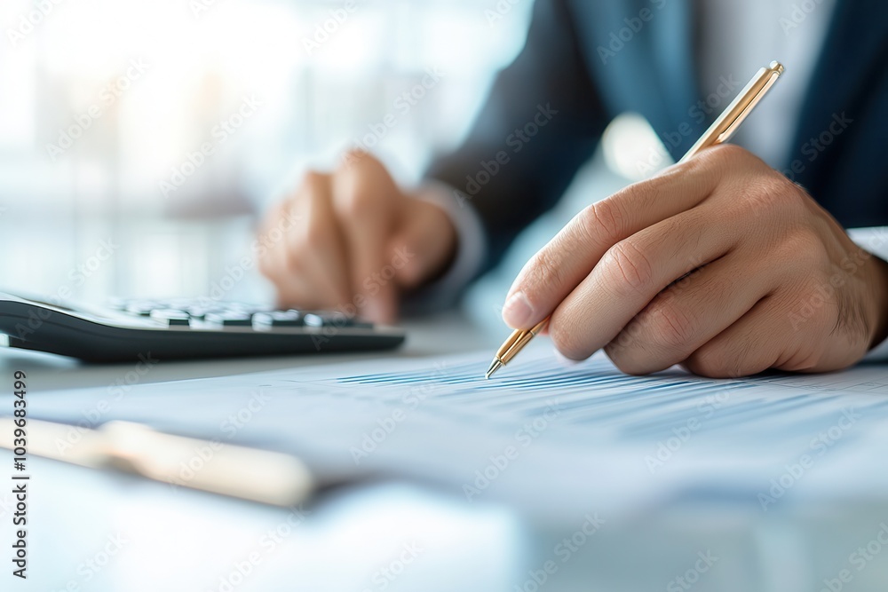 Professional Accountant Working at Modern Office Desk Professional Accountant Working at Modern Office Desk