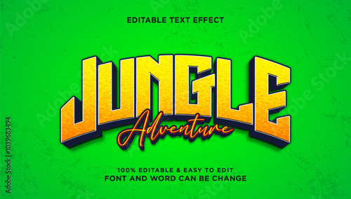 Jungle adventure text effect with modern 3d style that can be edited