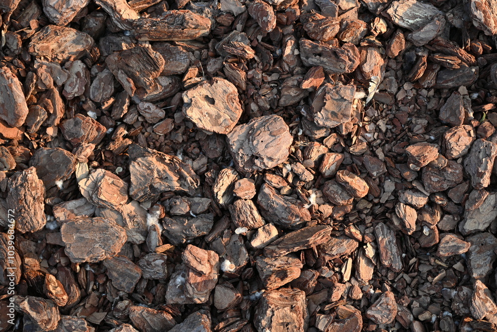 texture of bark pieces as ground cover, bark pieces covering the surface, brown bark close-up texture of bark pieces as ground cover, bark pieces covering the surface, brown bark close-up