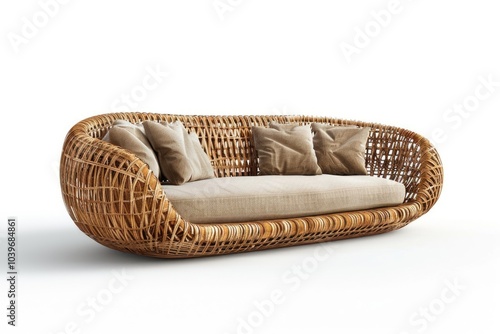 Urban rattan sofa isolated on a white background