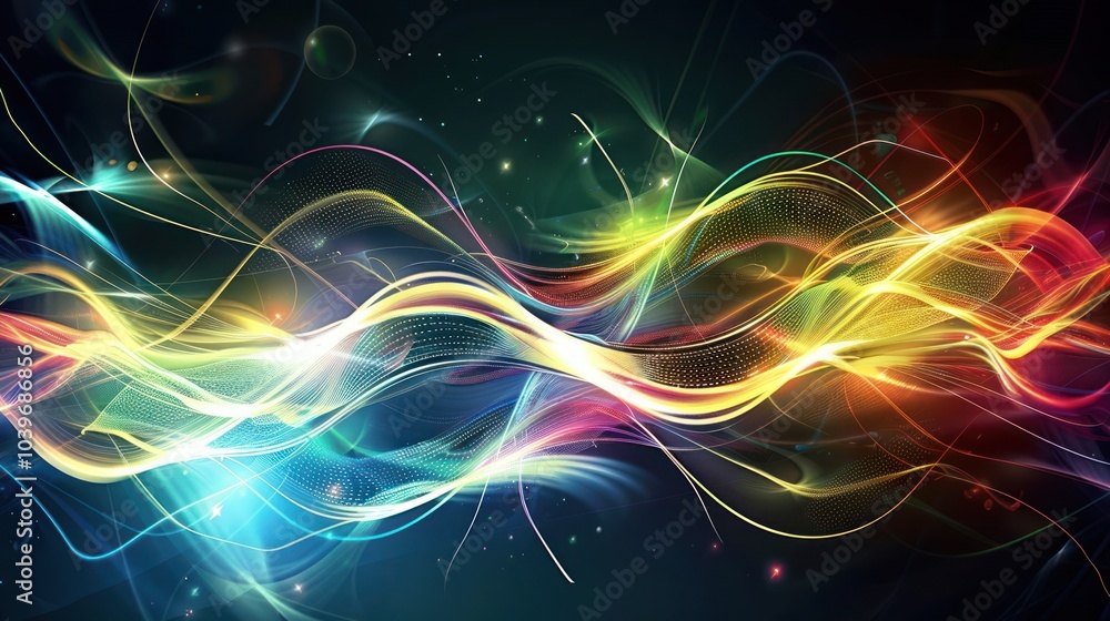 Abstract Colorful Waves with Glowing Lines Abstract Colorful Waves with Glowing Lines