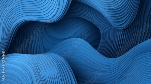  A tight shot of a blue backdrop featuring undulating waves at its center An image exhibiting a blue backdrop, wherein wavy lines are present in the central region photo