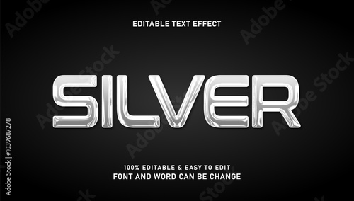 Editable modern and elegant 3d silver style text effect