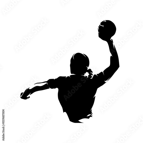 Handball women logo, female handball player, isolated vector silhouette