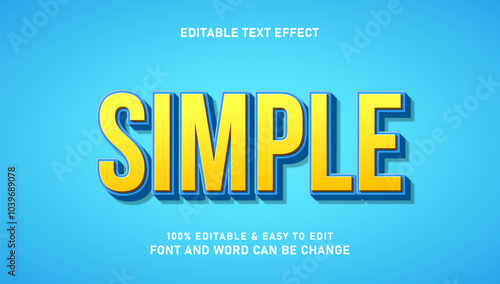 Simple text effect with modern 3d style that can be edited