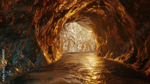 Ore lode inside a gold and copper underground mine in Chile x000D photo