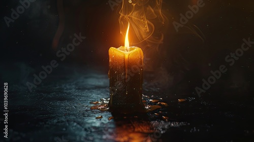 extinguished candle in the dark